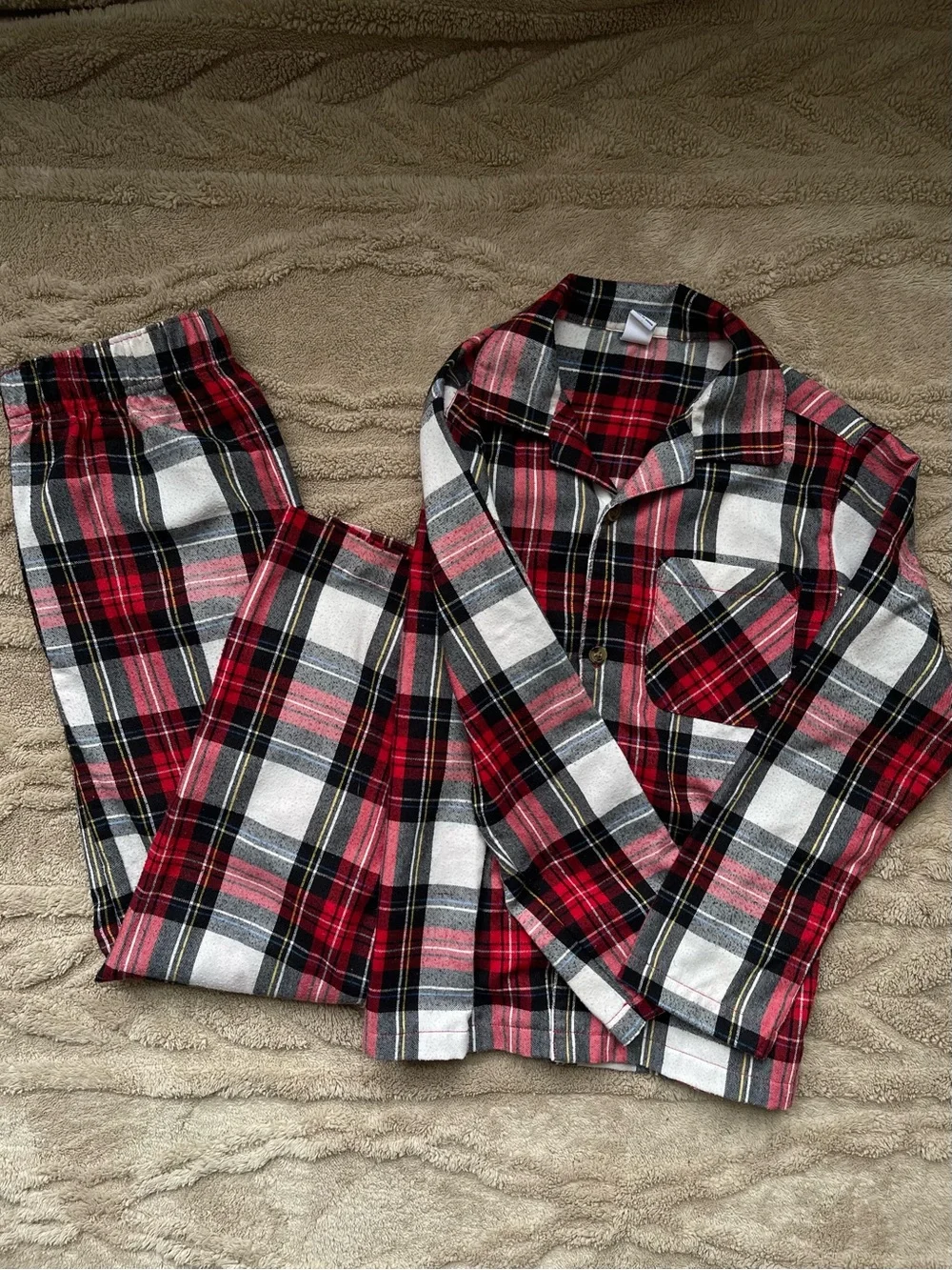 Old Navy Red Black White Plaid Kids Pajama Set